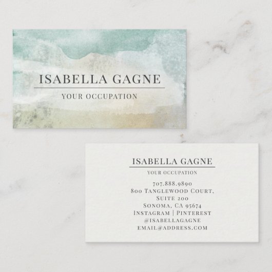 Abstracte moderne blauwe groene Waterverf vormen Visitekaartje (Voorkant / Achterkant)