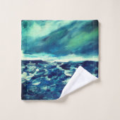 Abstracte moderne blauwe kunst bad handdoek (Wasdoekje)