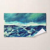 Abstracte moderne blauwe kunst bad handdoek (Handdoek)