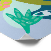 Abstracte moderne blauwe minimalistische botanisch poster (Hoek)