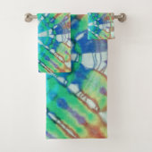 Abstracte moderne Blauwgroen platte bibatik-kleurs Bad Handdoek (Insitu)