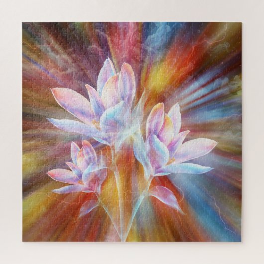 Abstracte moderne bloemen kunstwerk legpuzzel (Verticaal)