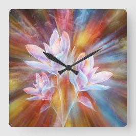 Abstracte moderne bloemen kunstwerk vierkante klok