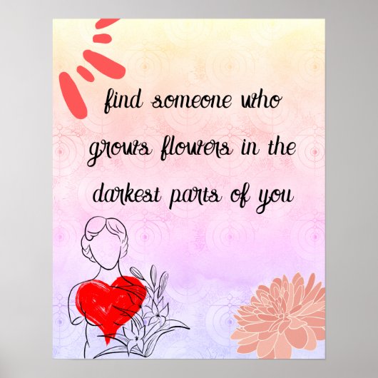 Abstracte moderne bloemenkunst en liefdesquote poster (Voorkant)