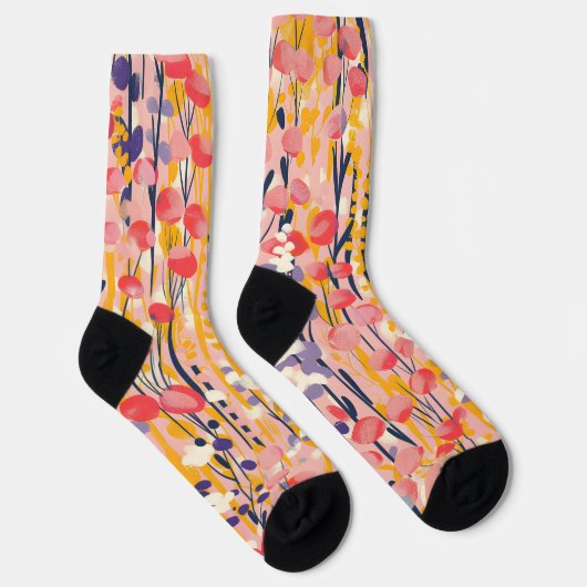 Abstracte Moderne Bloementuin met Wilde Bloemen en Sokken (Rechts)