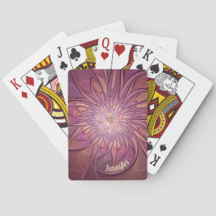 Abstracte moderne bloemfractaal bes kleuren naam pokerkaarten