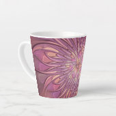 Abstracte moderne bloemfractale kunst bes kleuren latte mok (Linkerhoek)