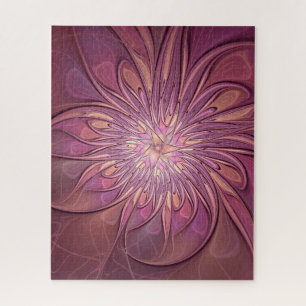 Abstracte moderne bloemfractale kunst bes kleuren legpuzzel