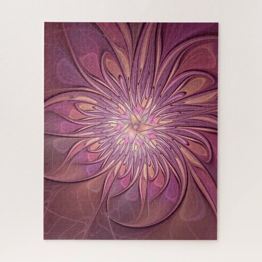Abstracte moderne bloemfractale kunst bes kleuren legpuzzel (Verticaal)