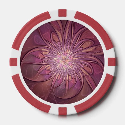Abstracte moderne bloemfractale kunst bes kleuren poker chips (Voorkant)