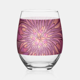Abstracte moderne bloemfractale kunst bes kleuren wijnglas zonder voet