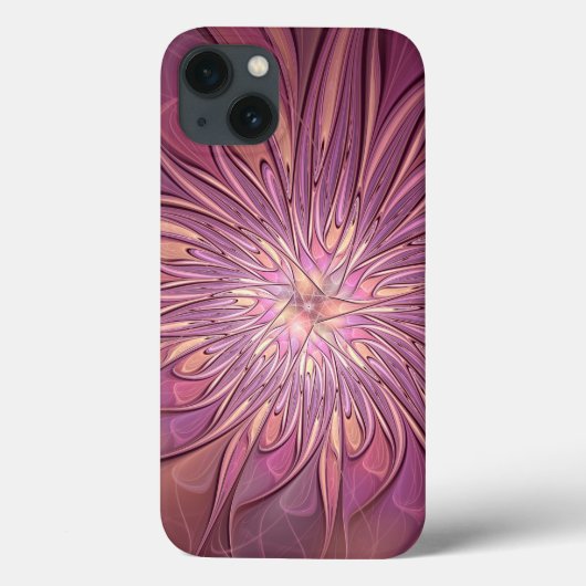 Abstracte moderne bloemfractale kunst beskleuren Case-Mate iPhone case (Achterkant)