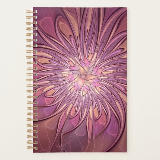 Abstracte moderne bloemfractale kunst beskleuren planner (Voorkant)