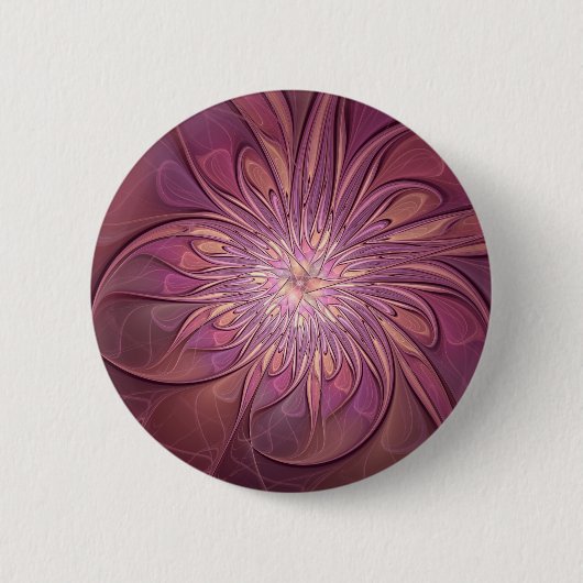 Abstracte moderne bloemfractale kunst beskleuren ronde button 5,7 cm (Voorkant)