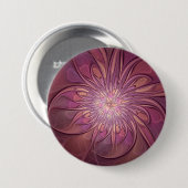 Abstracte moderne bloemfractale kunst beskleuren ronde button 7,6 cm (Voorkant /achterkant)