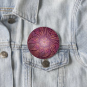Abstracte moderne bloemfractale kunst beskleuren ronde button 7,6 cm (In situ)