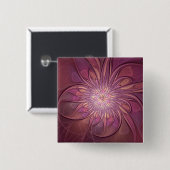 Abstracte moderne bloemfractale kunst beskleuren vierkante button 5,1 cm (Voorkant /achterkant)