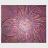 Abstracte moderne bloemfractale kunst Bessenkleure Cadeaupapier (Vlak)