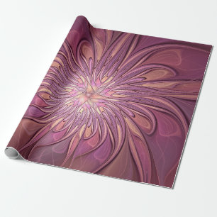 Abstracte moderne bloemfractale kunst Bessenkleure Cadeaupapier