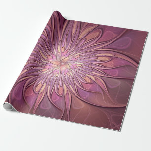 Abstracte moderne bloemfractale kunst Bessenkleure Cadeaupapier