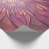 Abstracte moderne bloemfractale kunst Bessenkleure Cadeaupapier (Hoek)