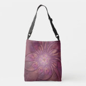 Abstracte moderne bloemfractale kunst Bessenkleure Crossbody Tas (Achterkant)