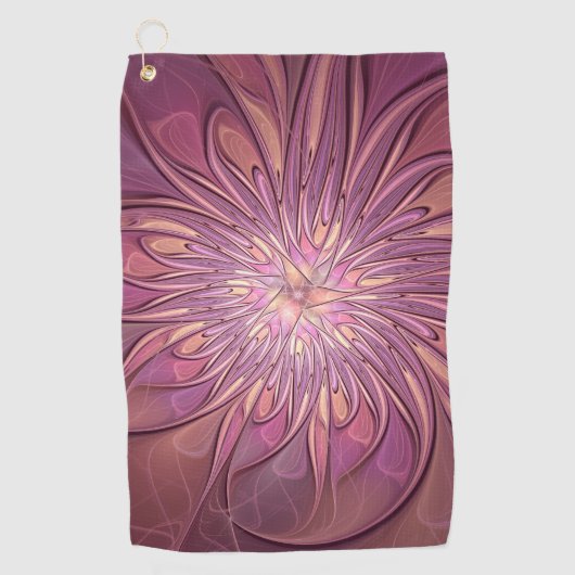 Abstracte moderne bloemfractale kunst Bessenkleure Golfhanddoek (Voorkant)