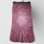 Abstracte moderne bloemfractale kunst Bessenkleure Golfheadcover (Draai 90)
