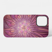 Abstracte moderne bloemfractale kunst Bessenkleure iPhone Hoesje (Achterkant horizontaal)