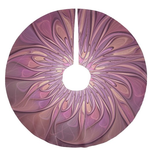 Abstracte moderne bloemfractale kunst Bessenkleure Kerstboom Rok (Voorkant)