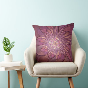 Abstracte moderne bloemfractale kunst Bessenkleure Kussen