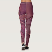 Abstracte moderne bloemfractale kunst Bessenkleure Leggings (Achterkant)