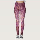 Abstracte moderne bloemfractale kunst Bessenkleure Leggings (Voorkant)