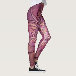 Abstracte moderne bloemfractale kunst Bessenkleure Leggings