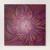 Abstracte moderne bloemfractale kunst Bessenkleure Legpuzzel (Horizontaal)