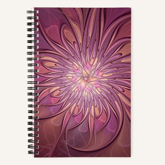 Abstracte moderne bloemfractale kunst Bessenkleure Notitieboek (Voorkant)