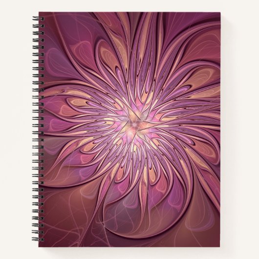 Abstracte moderne bloemfractale kunst Bessenkleure Notitieboek (Voorkant)