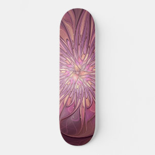 Abstracte moderne bloemfractale kunst Bessenkleure Persoonlijk Skateboard