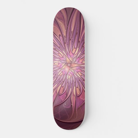 Abstracte moderne bloemfractale kunst Bessenkleure Persoonlijk Skateboard (Voorkant)