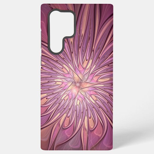 Abstracte moderne bloemfractale kunst Bessenkleure Samsung Galaxy Hoesje (Achterkant)