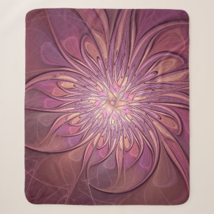 Abstracte moderne bloemfractale kunst Bessenkleure Sherpa Deken