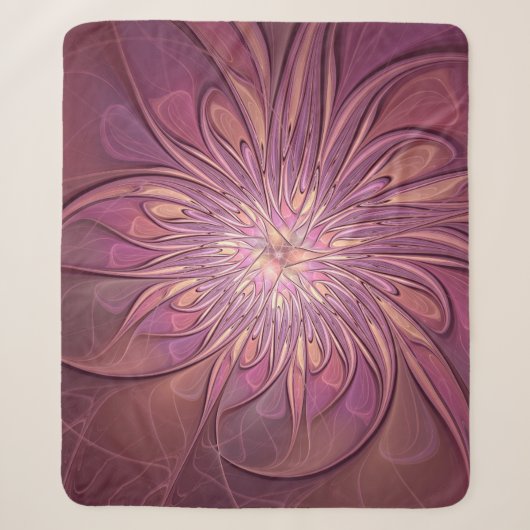 Abstracte moderne bloemfractale kunst Bessenkleure Sherpa Deken (Voorkant)