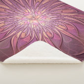 Abstracte moderne bloemfractale kunst Bessenkleure Sherpa Deken (3/4)