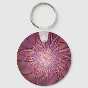 Abstracte moderne bloemfractale kunst Bessenkleure Sleutelhanger
