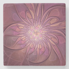 Abstracte moderne bloemfractale kunst Bessenkleure Stenen Onderzetter