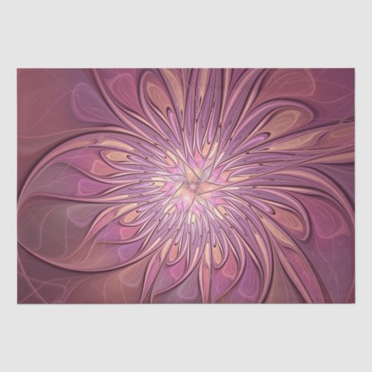 Abstracte moderne bloemfractale kunst Bessenkleure Tissuepapier (Voorkant)