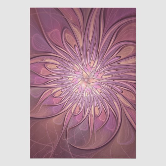 Abstracte moderne bloemfractale kunst Bessenkleure Tissuepapier (Voorkant)
