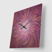 Abstracte moderne bloemfractale kunst Bessenkleure Vierkante Klok (Hoek)