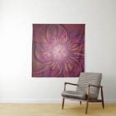 Abstracte moderne bloemfractale kunst Bessenkleure Wandkleed (In Situ (horizontaal))