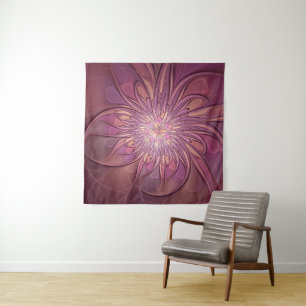 Abstracte moderne bloemfractale kunst Bessenkleure Wandkleed